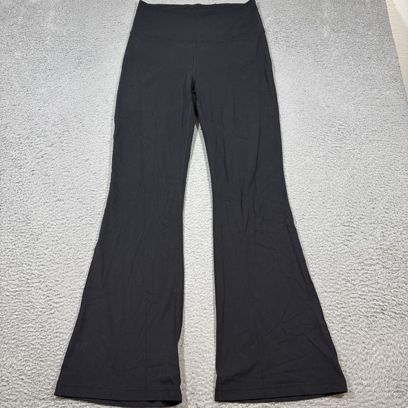 Lululemon Women Size 10 Groove Super High Rise Flared Pant Nulu Black Yoga Gym - Picture 1 of 9